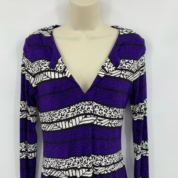 DVF Diane von Furstenberg Reina Arrow Bands tunic dress new purple stripe new 2 - Picture 3 of 6
